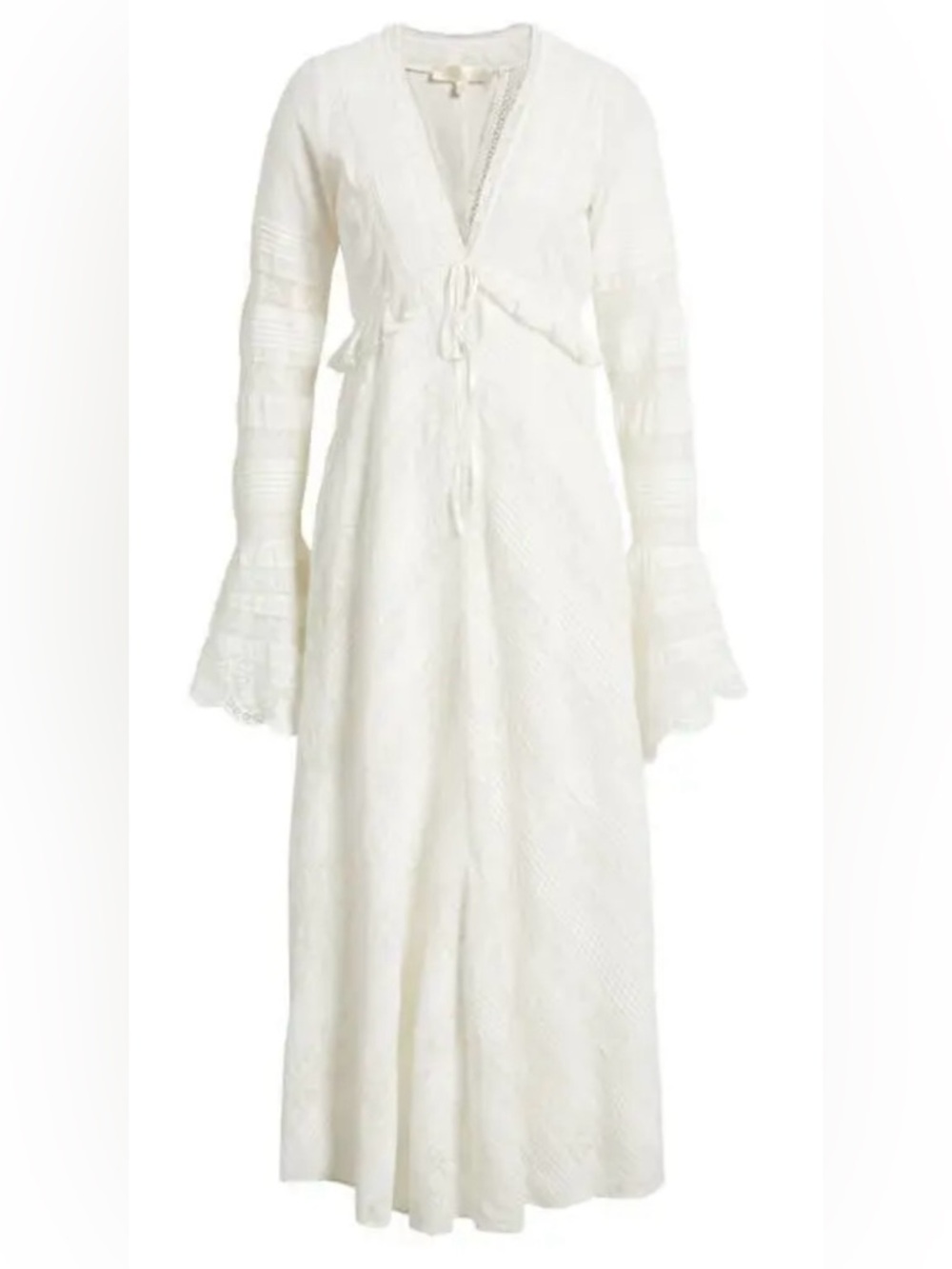 Loveshackfancy Weil long sleeve plunge neck Lace Maxi Dress